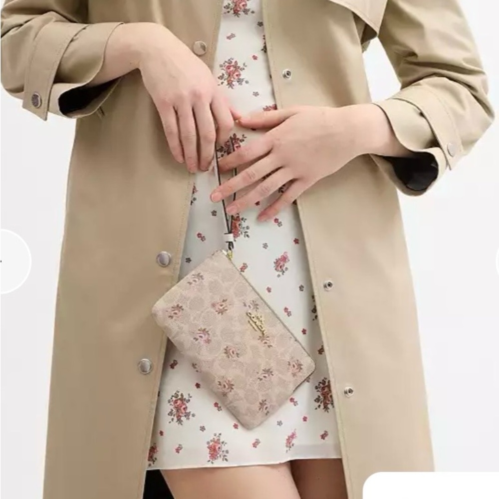 Coach Beige Floral Wristlet - Picture 2 of 6